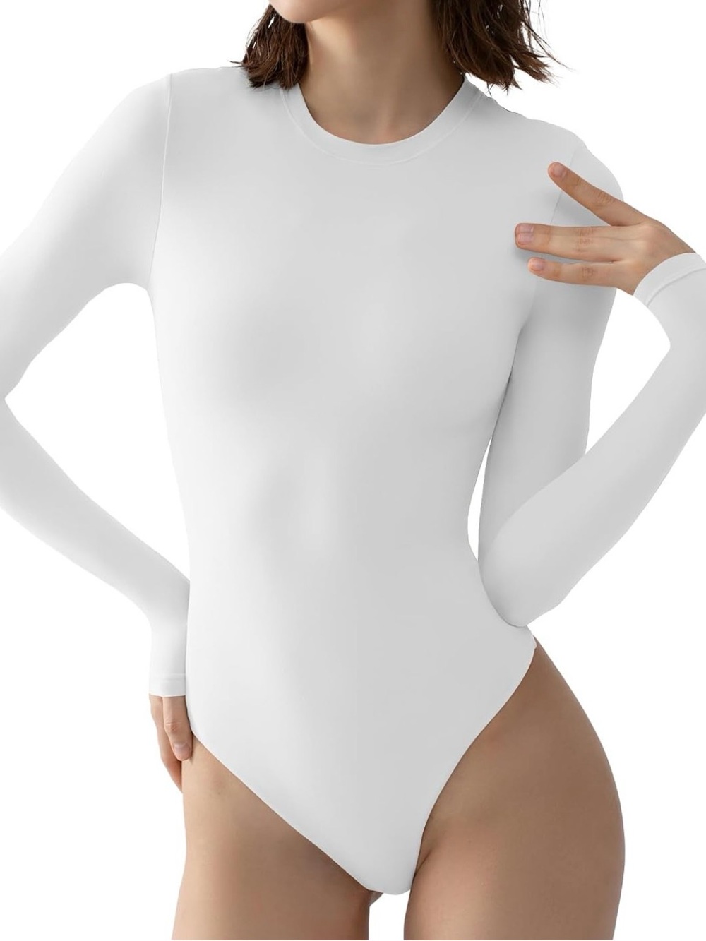 NEW PUMIEY Crew Neck Long Sleeve Bodysuit Sharp Collection white XXXL
